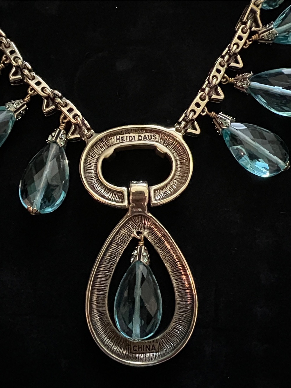 Heidi Daus Gold-Tone Necklace with Aquamarine Teardrops - Picture 4 of 4